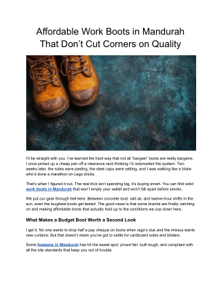 Affordable Work Boots in Mandurah That Don’t Cut Corners on Quality