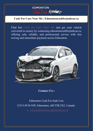 Cash For Cars Near Me | Edmontoncashforjunkcar.ca