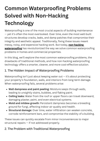 Common Waterproofing Problems Solved with Non-Hacking Technology