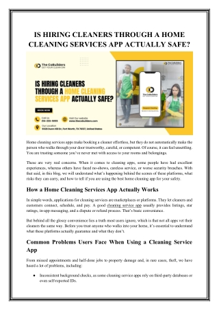 Is Hiring Cleaners Through a Home Cleaning Services App Actually Safe?