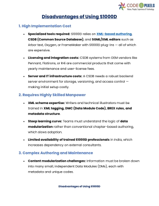 Disadvantages of Using S1000D