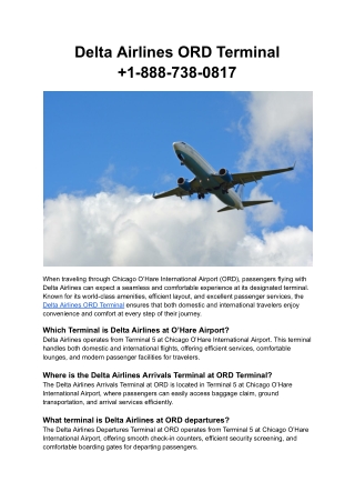 Delta Airlines ORD Terminal  1-888-738-0817