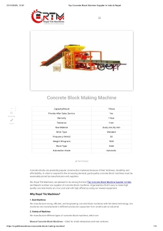 Leading Concrete & Egg Laying Machines – Export to Nepal