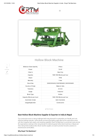Nepal’s Trusted Hollow Block Machine Dealers