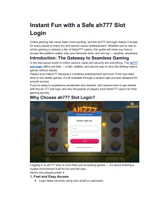 ah777 Slot Login