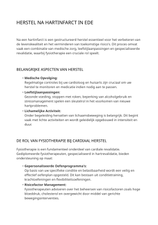 Herstel na Hartinfarct in Ede