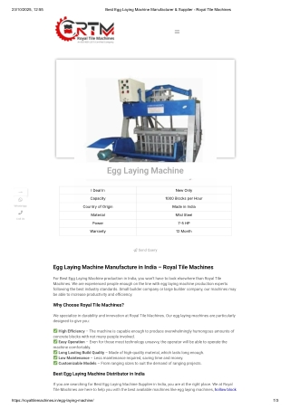 Top Concrete & Egg Laying Machine Manufacturer India