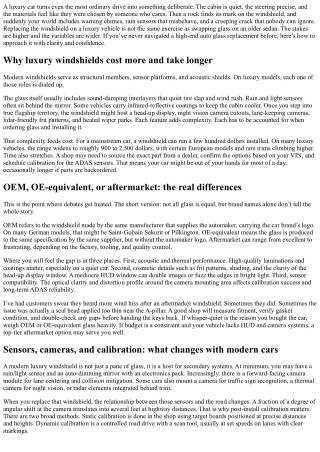 Windshield Replacement for Luxury Cars: What You Need to Know