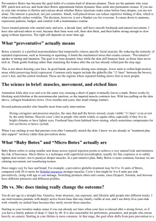 Preventative Botox: Is It Worth Starting in Your 20s or 30s?