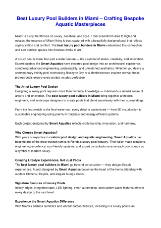 Best Luxury Pool Builders in Miami