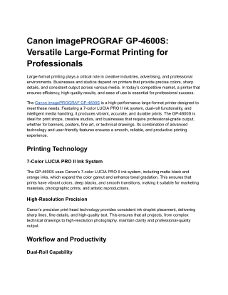 Canon imagePROGRAF GP-4600S