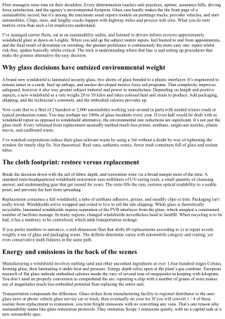 The Environmental Benefits of Repairing vs. Replacing Fleet Windshields