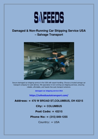 Damaged & Non-Running Car Shipping Service USA – Salvage Transport