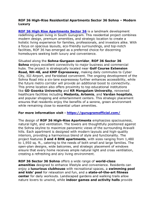 ROF 36 High-Rise Residential Apartments Sector 36 Sohna – Modern Luxury