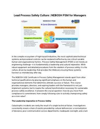 Master Major Hazard Risks | NEBOSH Process Safety Management