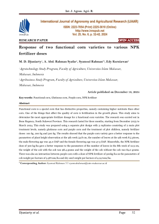 Response of two functional corn varieties to various NPK fertilizer doses