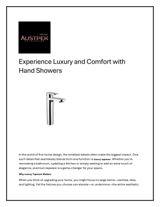 Experience Luxury and Comfort with Hand Showers