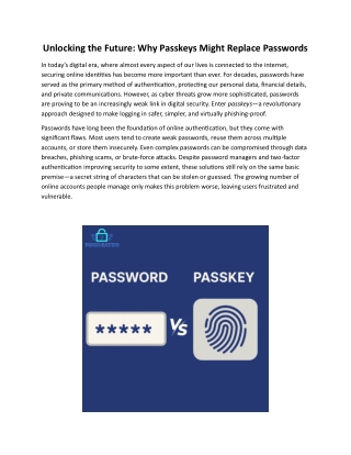 Passwords Vs Passkeys