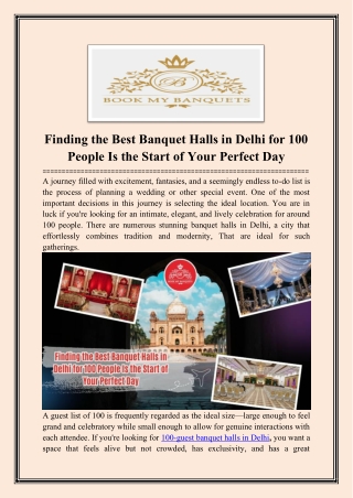 Finding Best Banquet Halls in Delhi for 100 People
