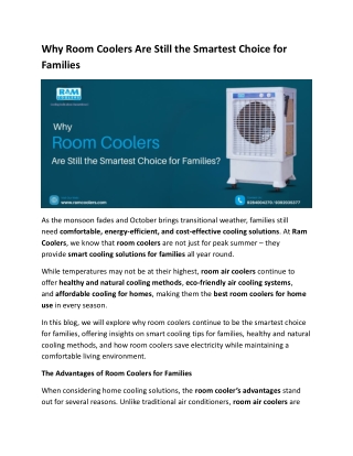 Why Room Coolers Are Still the Smartest Choice for Families