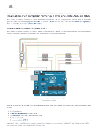 Activité de découverte - Réalisation d'un compteur numérique de 0 à 9 avec Arduino UNO - Electro & Robot
