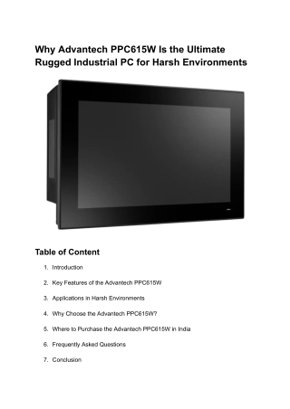 Why Advantech PPC615W Is the Ultimate Rugged Industrial PC for Harsh Environments