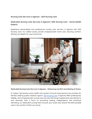 Nursing Care Services in Egmore - SDS Nursing Care