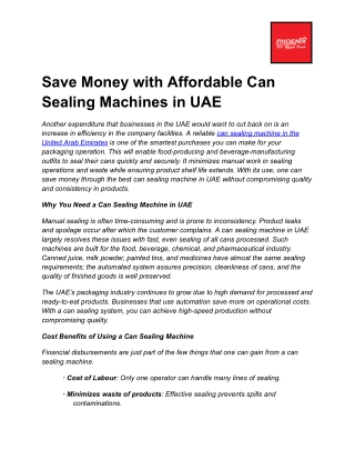 Save Money with Affordable Can Sealing Machines