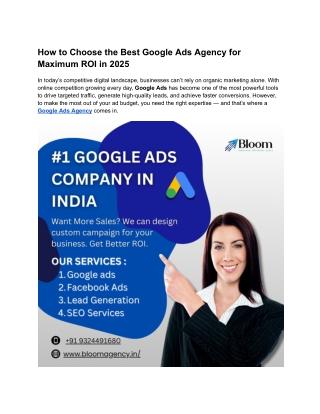 How to Choose the Best Google Ads Agency for Maximum ROI in 2025