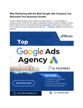 Why Partnering with the Best Google Ads Company Can Skyrocket Your Business Growth