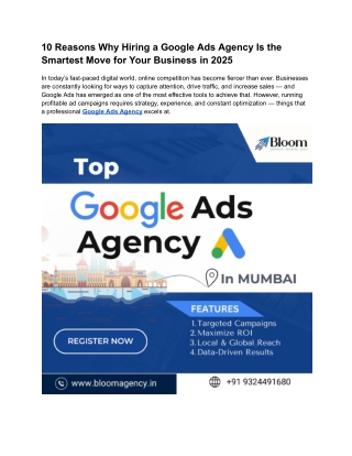 10 Reasons Why Hiring a Google Ads Agency Is the Smartest Move for Your Business in 2025