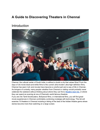 A Guide to Discovering Theaters in Chennai