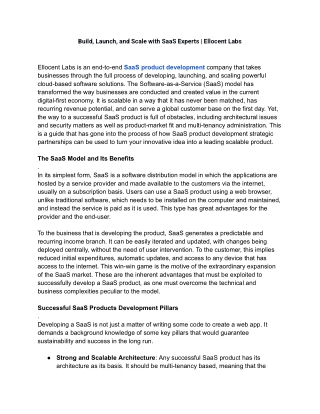 Build, Launch, and Scale with SaaS Experts  Ellocent Labs