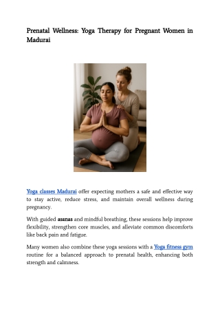 Prenatal Wellness_ Yoga Therapy for Pregnant Women in Madurai