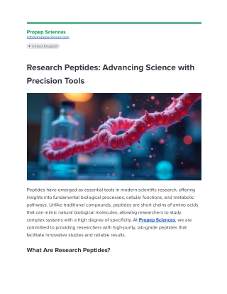 Research Peptides - Advancing Science with Precision Tools