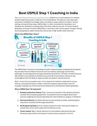 Best USMLE Step 1 Coaching in India