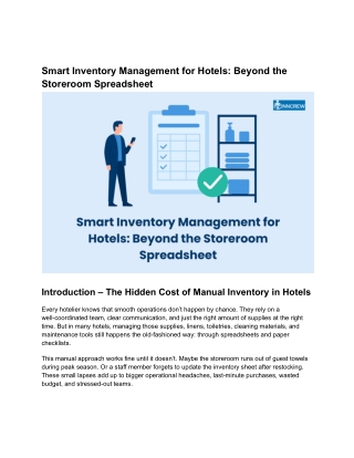 Smart Inventory Management for Hotels Beyond the Storeroom Spreadsheet