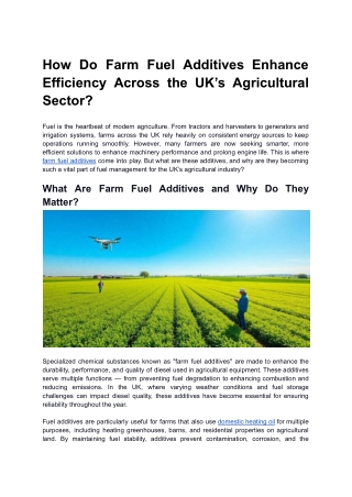 How Do Farm Fuel Additives Enhance Efficiency Across the UK’s Agricultural Sector_