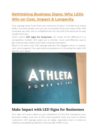 Rethinking Business Signs: Why LEDs Win on Cost, Impact & Longevity