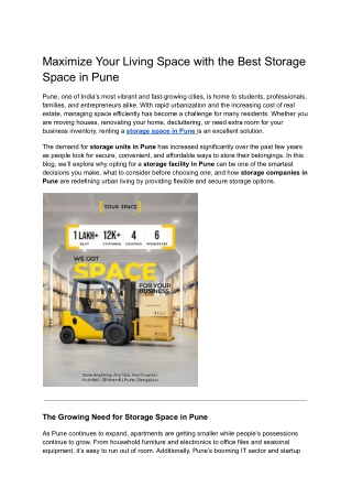 Top Storage Space in Pune | Secure & Affordable Storage Units for Every Need