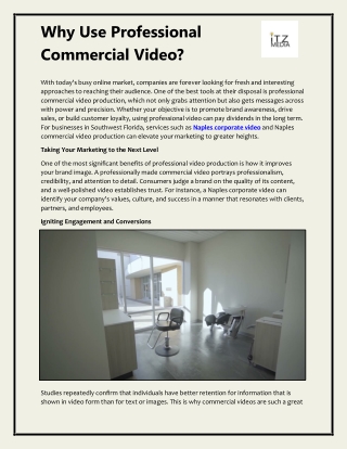 Why Use Professional Commercial Video?