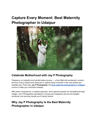 Capture Every Moment: Best Maternity Photographer in Udaipur