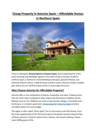 Cheap Property in Asturias Spain | Asturias Property