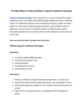 The Best Ways to Enjoy Brazilian Calabresa Sausage