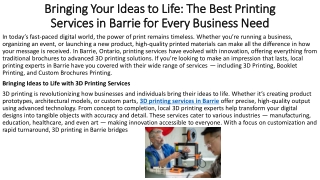 Bringing Your Ideas to Life The Best Printing Services in Barrie for Every Business Need