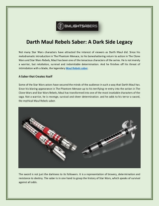 Darth Maul Rebels Saber: A Dark Side Legacy