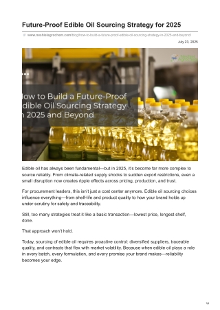 How to Build a Future-Proof Edible Oil Sourcing Strategy in 2025 and Beyond