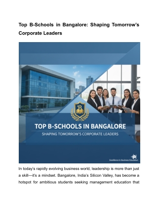 Top B-Schools in Bangalore_ Shaping Tomorrow’s Corporate Leaders