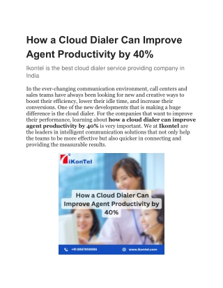 How a Cloud Dialer Can Improve Agent Productivity by 40 %