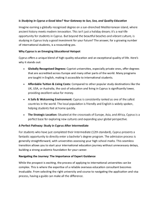 Is Studying in Cyprus a Good Idea